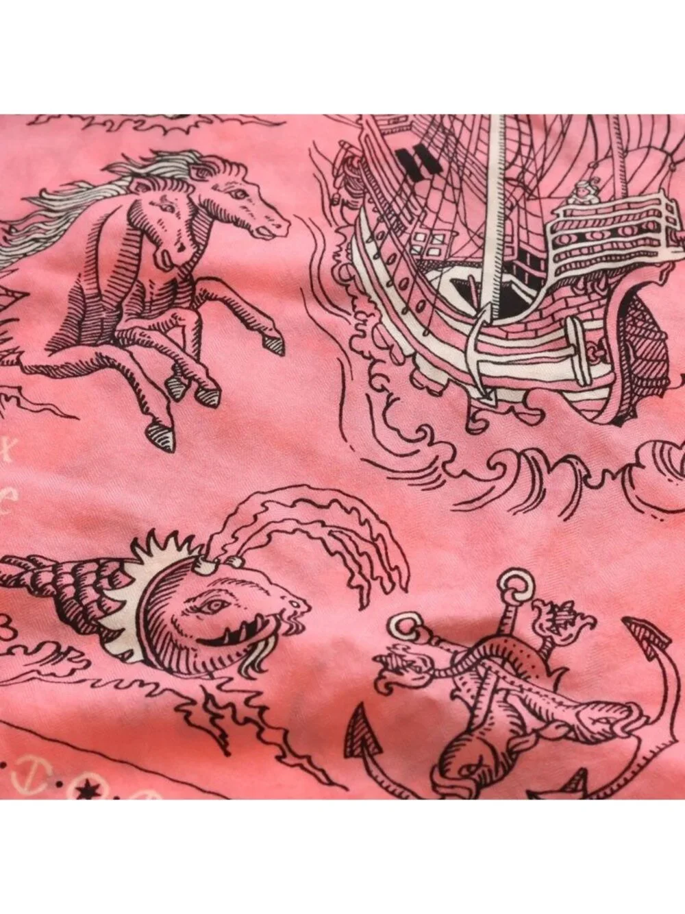 Hermes Carre Sailor Tattoo Large Silk Scarf Shawl Pink - Picture 4 of 6